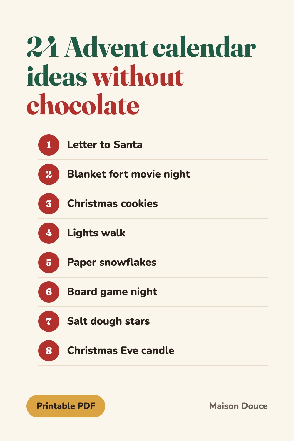 24 Advent calendar ideas without chocolate