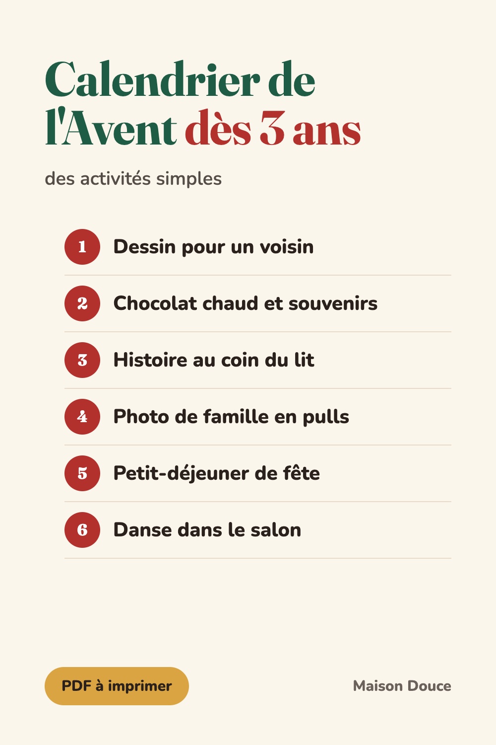 Calendrier de l'Avent pour tout-petits : activités dès 3 ans